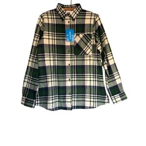 NWT Columbia Womens M Plaid Flannel Long Sleeve Shirt Regular Fit Outdoor Office